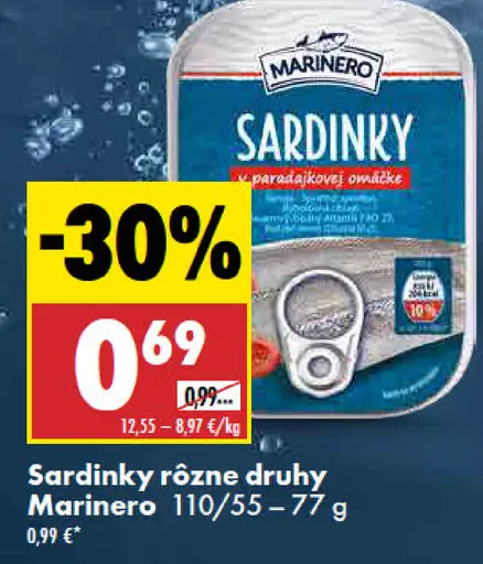 Marinero Sardinky rôzne druhy