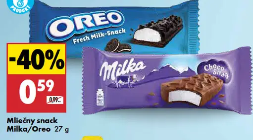 Mliečny snack Milka/Oreo