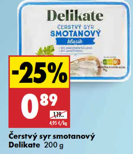 Delikate Čerstvý syr nadýchaný
