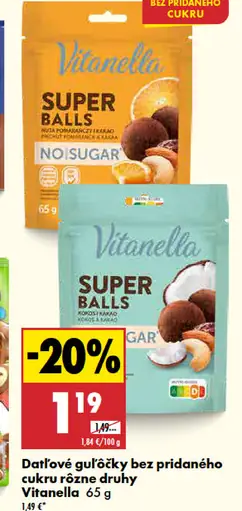 Vitanella datľové guľôčky bez pridaného cukru rôzne druhy