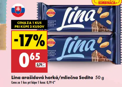 Sedita Lina arašidová horká/mliečna