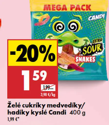 Želé cukríky medvedíky/hadíky Candi