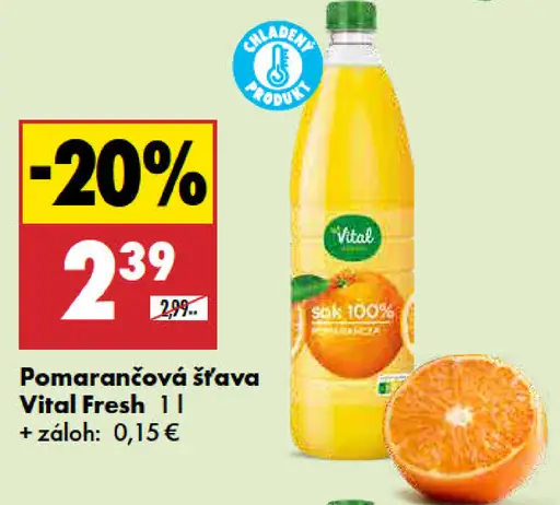 Pomarančová šťava Vital Fresh