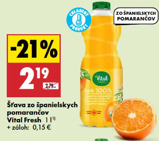 Vital Fresh šťava zo španielskych pomarančov