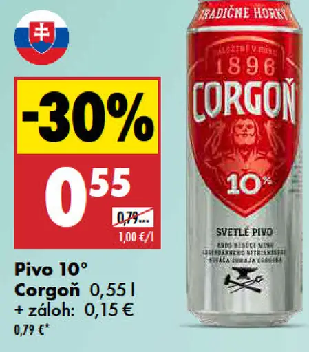 Pivo Corgoň 10° plechovka