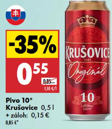 Krušovice 10° pivo plechovka