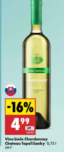 Chateau Topoľčianky víno biele Chardonnay