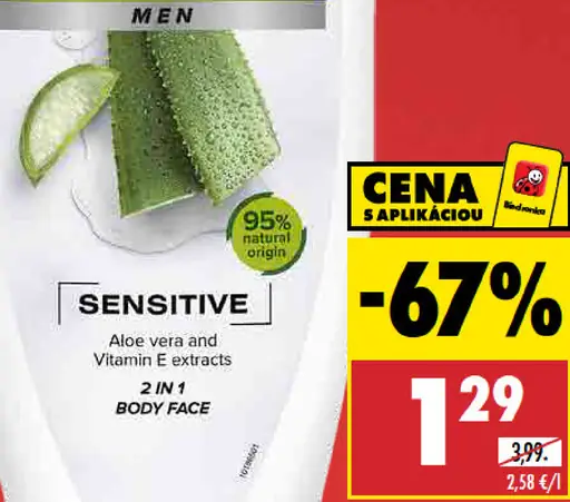 Sprchový gél Sensitive Palmolive Men s aloe vera a vitamínovými extraktmi