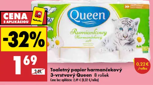 Queen harmančekový toaletný papier 3-vrstvový