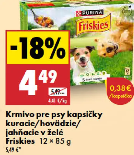 Friskies kapsičky pre psy kuracie/hovädzie/jahňacie v želé