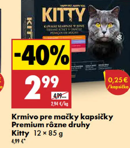 Kitty Premium kapsičky rôzne druhy