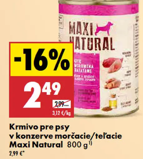Maxi Natural krmivo pre psy v konzerve rôzne druhy