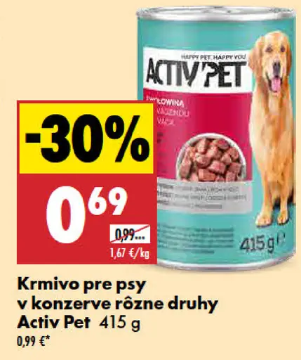 Activ Pet krmivo pre psy konzerva