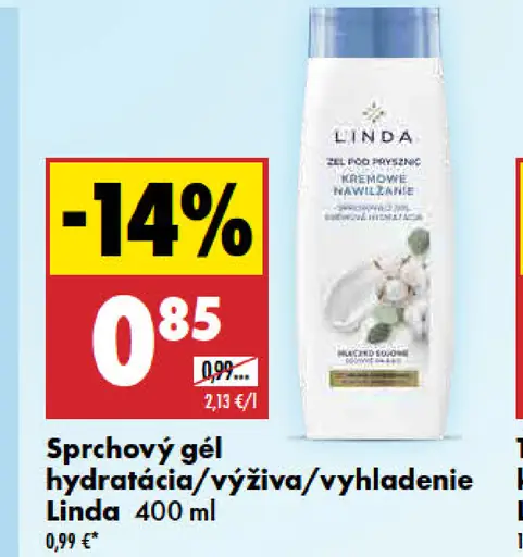 Sprchový gél Linda, hydratácia, výživa a vyhladenie