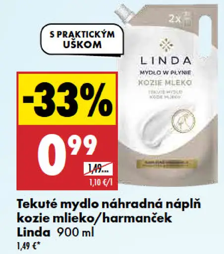 Linda Tekuté mydlo náhradná náplň Kozie mlieko/Harmanček