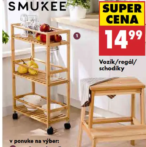SMUKEE Bambusový vozík na kolieskach