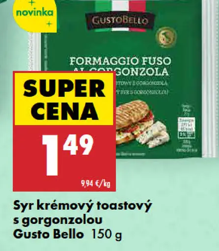 Gusto Bello syr krémový toastový s gorgonzolou