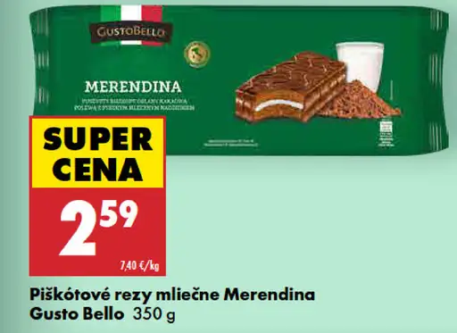 Piškótové rezy mliečne Merendina Gusto Bello