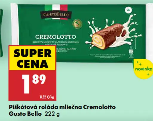 Piškótová roláda mliečna Cremolotto Gusto Bello