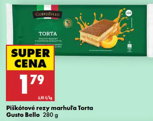 Piškótové rezy marhuľa Torta Gusto Bello