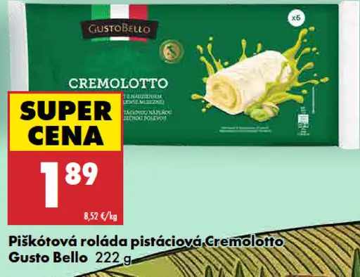 Gusto Bello piškótová roláda s pistáciami Cremolotto