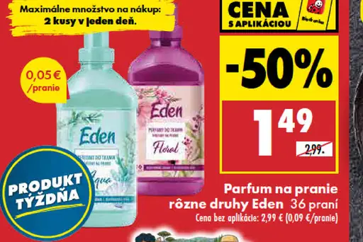 Eden Parfum na pranie rôzne druhy