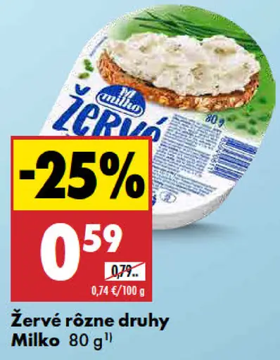 Milko Žervé rôzne druhy