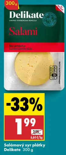 Delikate Salamový syr plátky