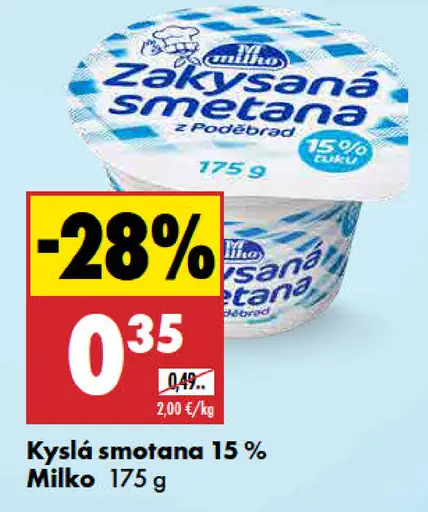 Milko kyslá smotana 15 %