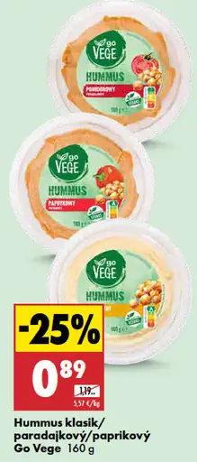 Hummus klasický, paradajkový, paprikový Go Vege