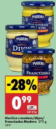 Madero horčica s medom, dijon a francúzska