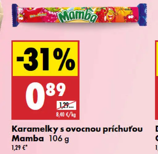 Mamba Karamelky s ovocnou príchuťou