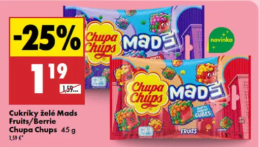 Chupa Chups Mads Fruits/Berrie cukríky želé