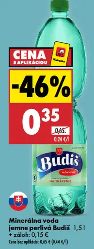 Minerálna voda jemne perlivá Budiš