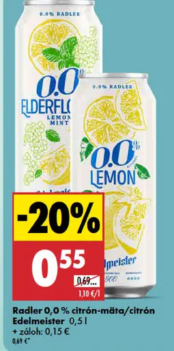 Radler 0,0 % citrón-mäta/citron Eldelmeister