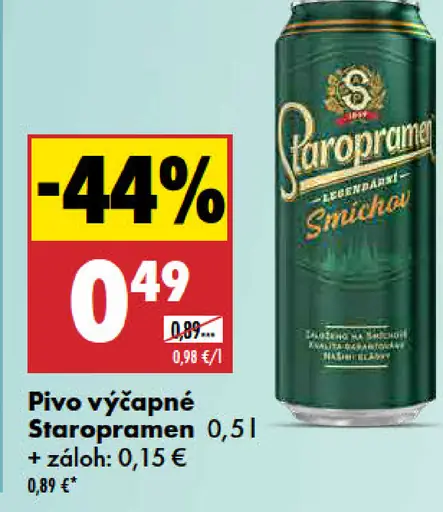 Pivo výčapné Staropramen plechovka