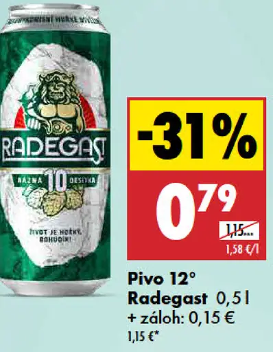 Radegast 12° pivo plechovka
