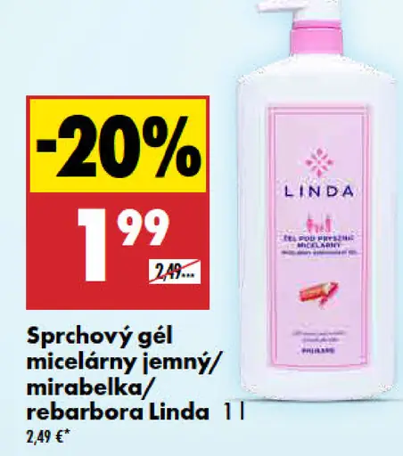Sprchový gél micelárny jemný, mirabelka, rebarbora Linda