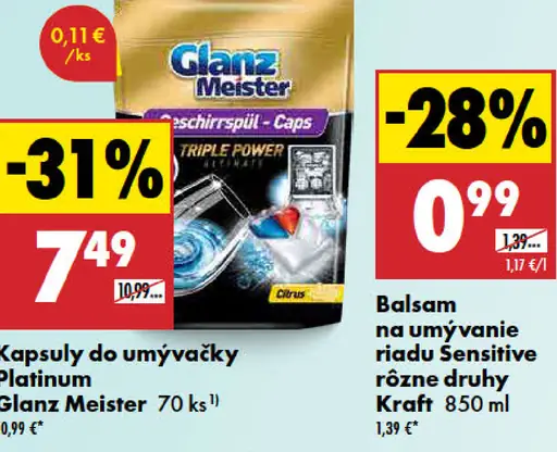 Glanz Meister kapsuly do umývačky Platinum