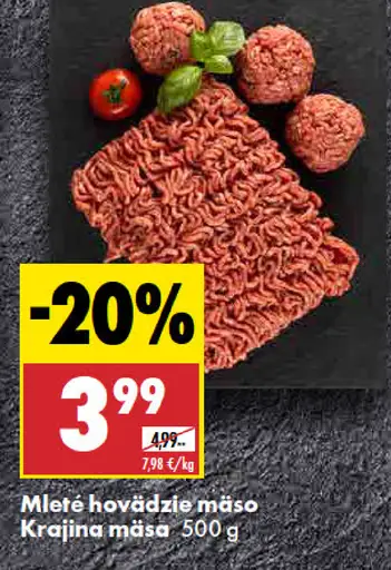 Mleté hovädzie mäso Krajina mäsa