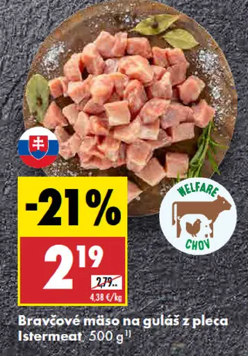 Bravčové mäso na guláš z pleca