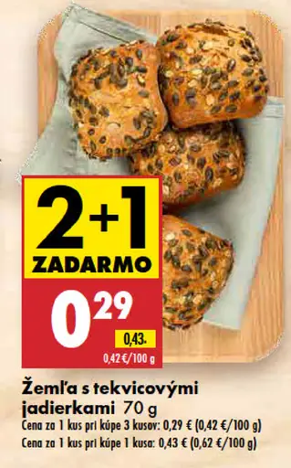 Žemľa s tekvicovými jadierkami – cena pri kúpe 3 kusov