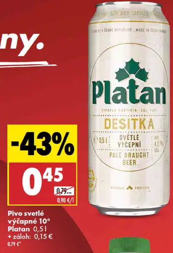 Pivo svetlé výčapné Platan plechovka