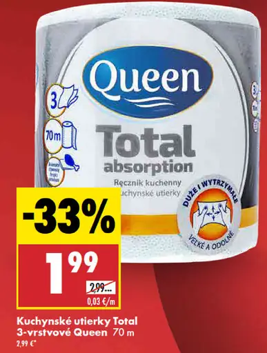 Queen Kuchynské utierky Total 3-vrstvové