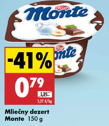 Monte mliečny dezert