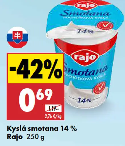 Rajo Kyslá smotana 14%