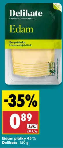 Delikate Eidam plátky 45%