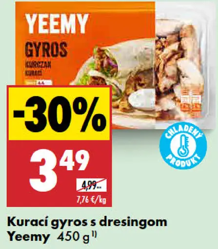 Yeemy kurací gyros s dresingom
