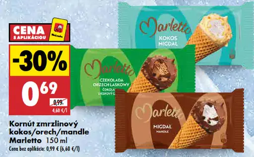 Marletto kornút zmrzlinový kokos, orech, mandle