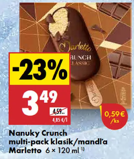 Marletto nanuky Crunch multipack klasik, mandle